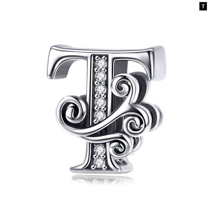 Funny 925 Sterling Silver Diy Letter Alphabet Metal Beads