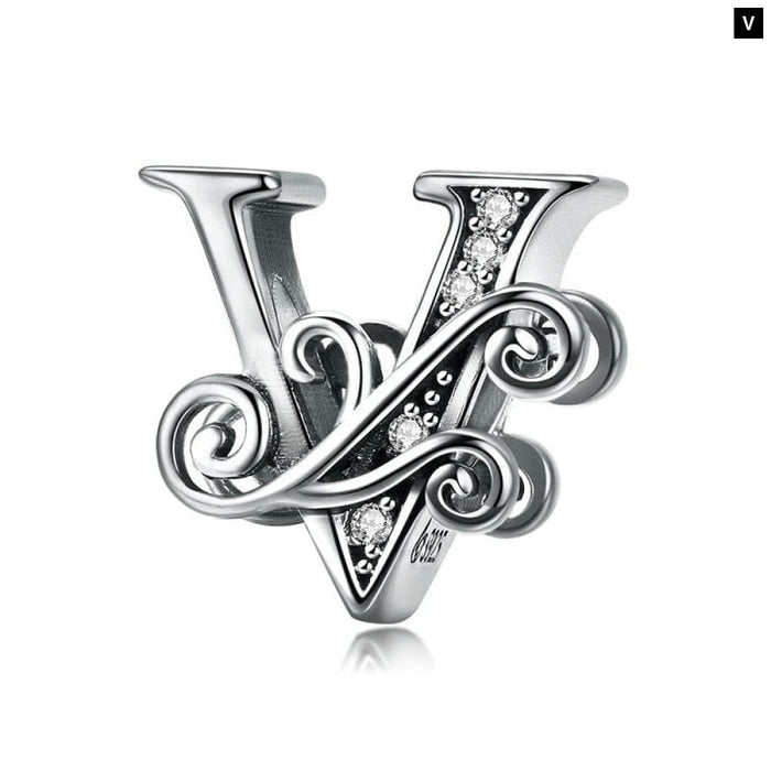 Funny 925 Sterling Silver Diy Letter Alphabet Metal Beads