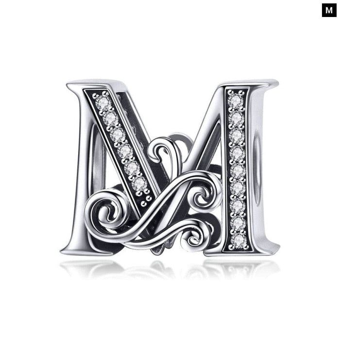 Funny 925 Sterling Silver Diy Letter Alphabet Metal Beads