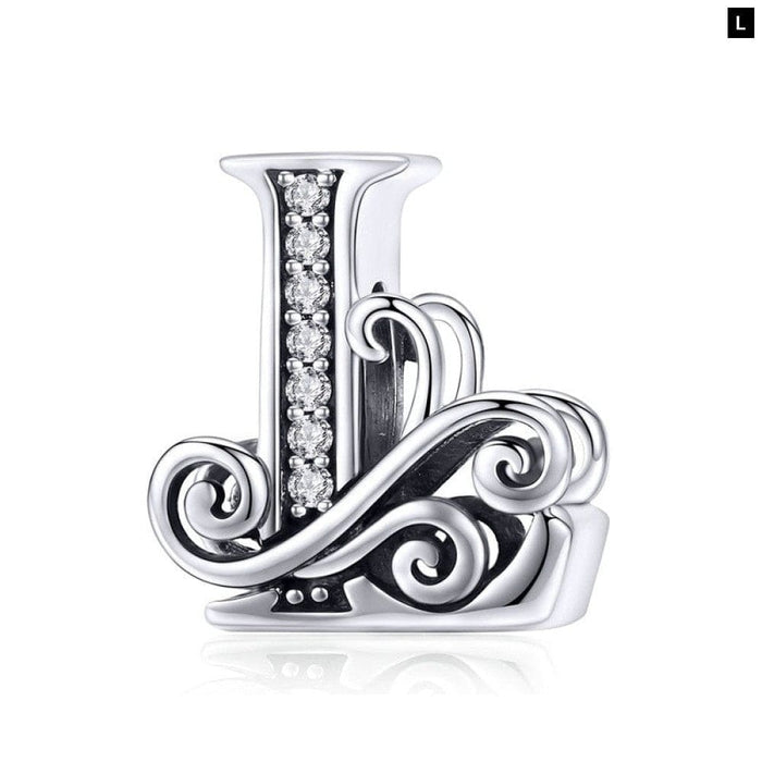 Funny 925 Sterling Silver Diy Letter Alphabet Metal Beads