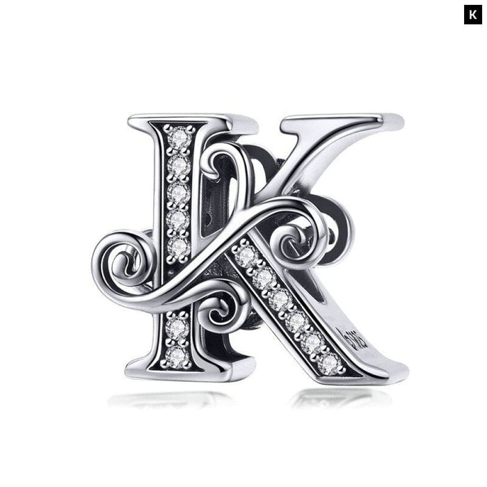 Funny 925 Sterling Silver Diy Letter Alphabet Metal Beads