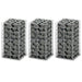 Gabion Set 3 Pcs Galvanised Wire 25x25x50 Cm Oaobaa