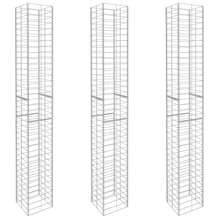 Gabion Baskets 3 Pcs Galvanised Steel 25x25x197 Cm Oapbnn