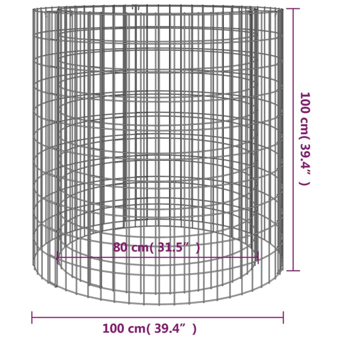 Gabion Fire Pit ø 100 Cm Galvanised Iron Optplo