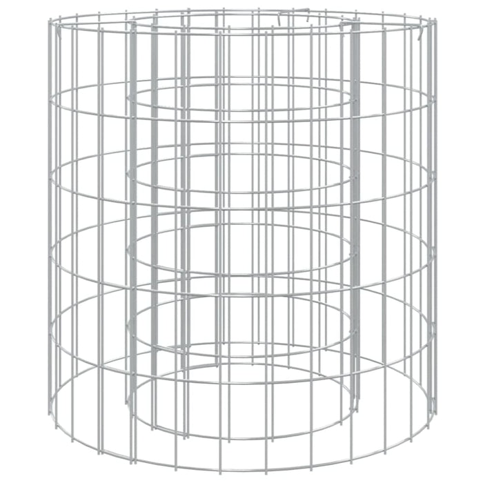 Gabion Fire Pit ø 50 Cm Galvanised Iron Optppn