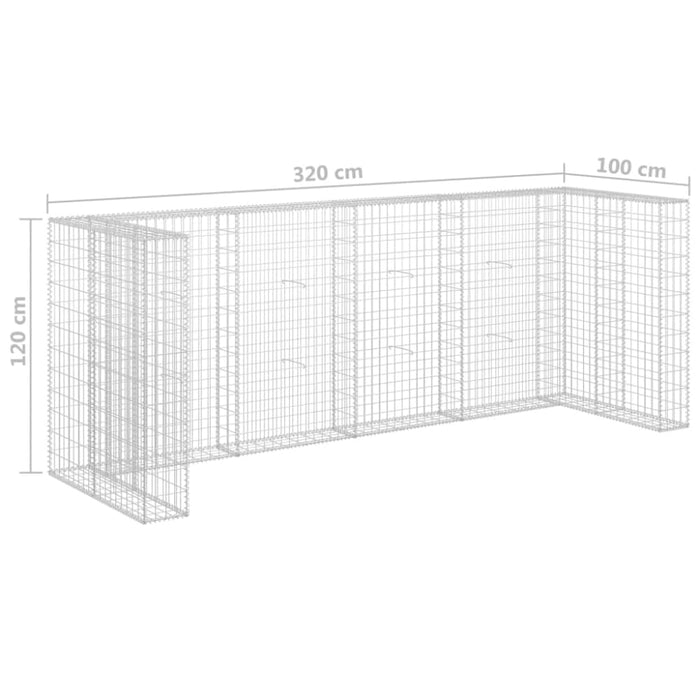 Gabion Wall For Garbage Bins Galvanised Steel 320x100x120