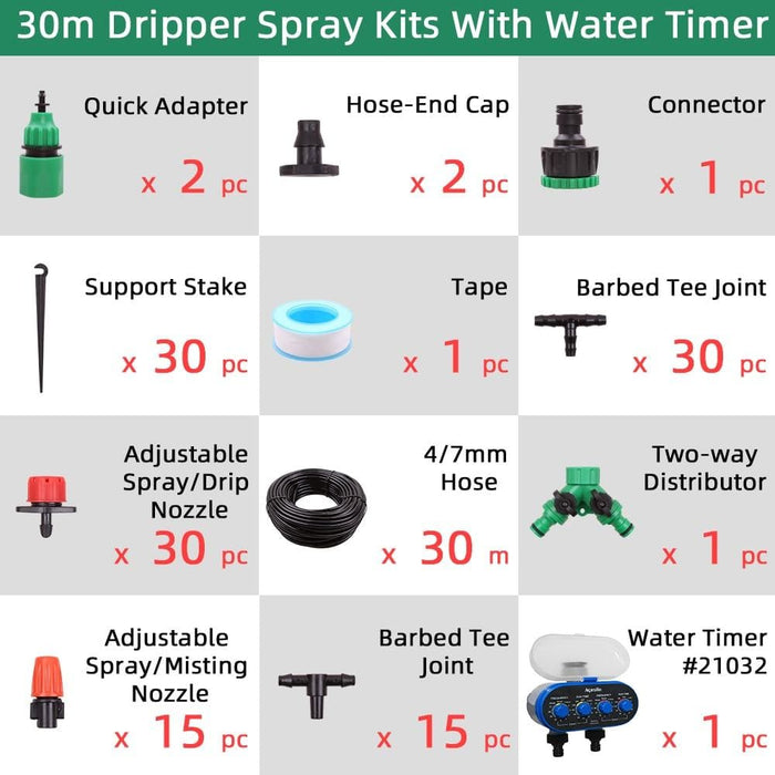 10m 25m 30m Garden 4 7mm Dripper Spray Nozzles Watering Kits