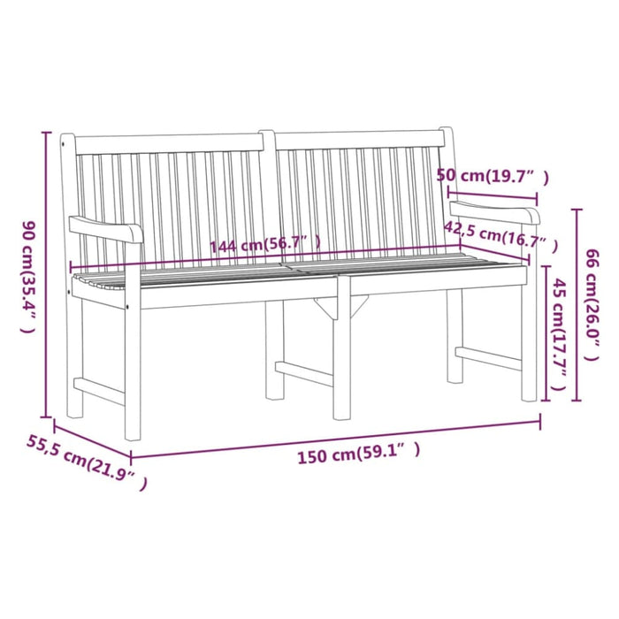 Garden Bench 150 Cm Solid Acacia Wood Tolloo