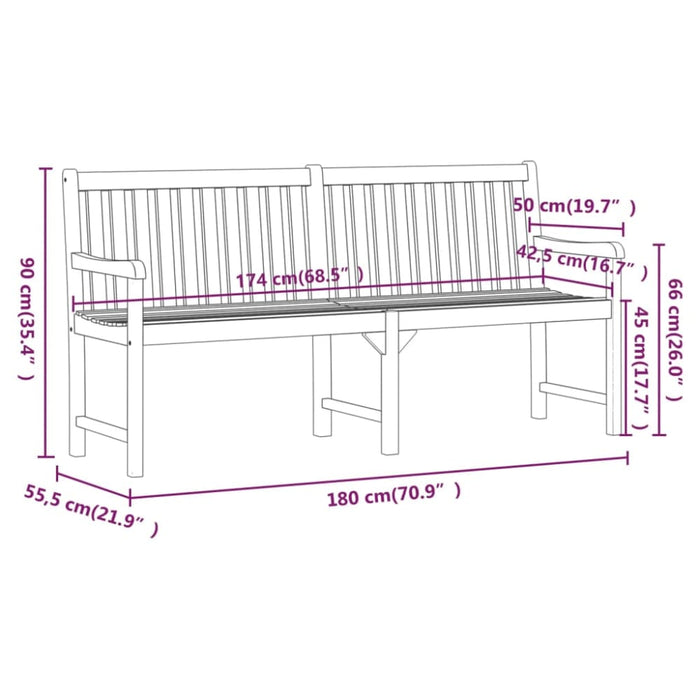 Garden Bench 180 Cm Solid Acacia Wood Tollox