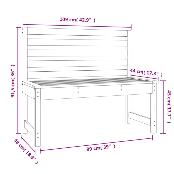 Garden Bench Black 109 Cm Solid Wood Pine Nxabtl