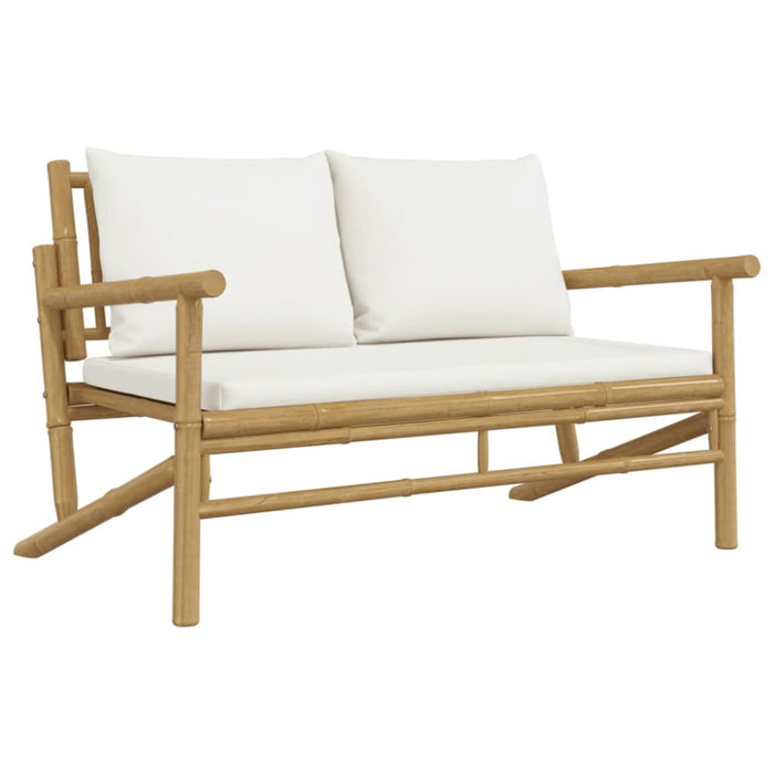 Garden Bench With Cream White Cushions Bamboo Tltalb