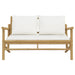 Garden Bench With Cream White Cushions Bamboo Tltalb