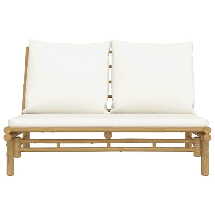 Garden Bench With Cream White Cushions Bamboo Tltapt