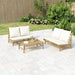 Garden Bench With Cream White Cushions Bamboo Tltapt