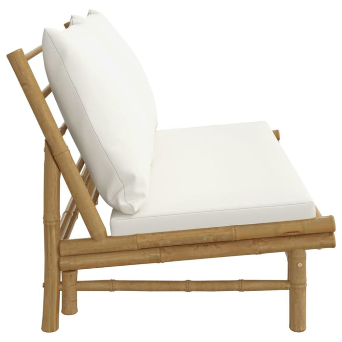 Garden Bench With Cream White Cushions Bamboo Tltapt