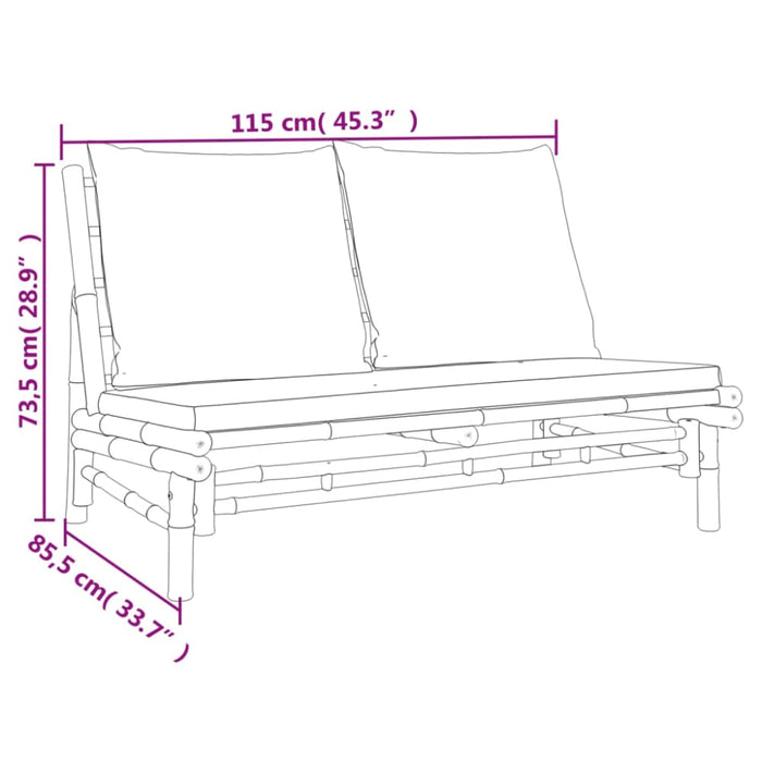 Garden Bench With Cream White Cushions Bamboo Tltapt