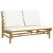 Garden Bench With Cream White Cushions Bamboo Tltapt