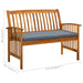 Garden Bench With Cushion 119 Cm Solid Acacia Wood Toxott