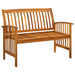 Garden Bench With Cushion 119 Cm Solid Acacia Wood Toxott