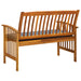 Garden Bench With Cushion 119 Cm Solid Acacia Wood Toxott