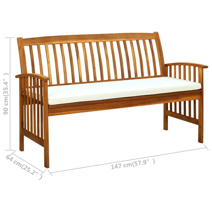 Garden Bench With Cushion 147 Cm Solid Acacia Wood Toxota