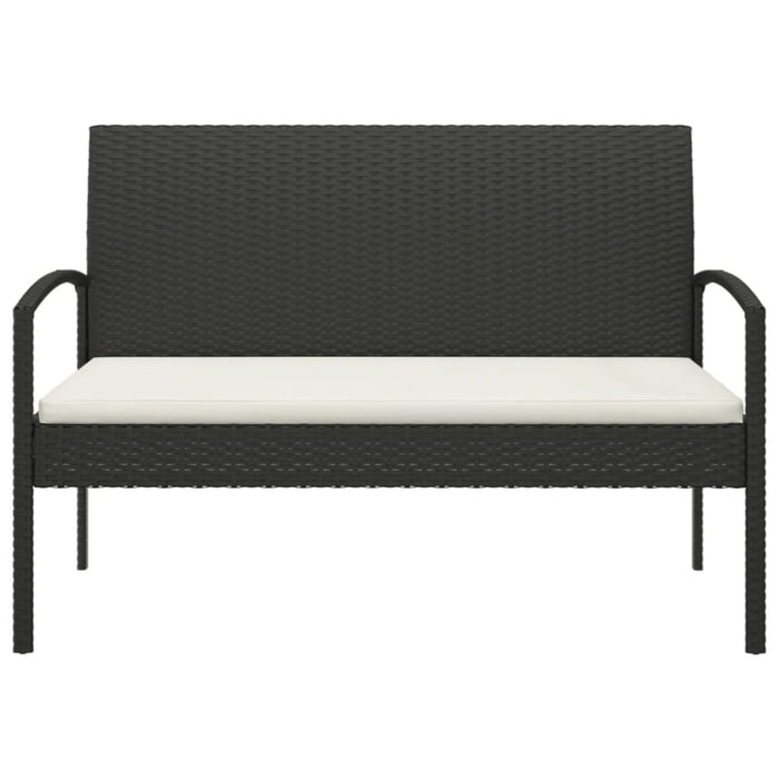 Garden Bench With Cushion Black 105 Cm Poly Rattan Tlxoll