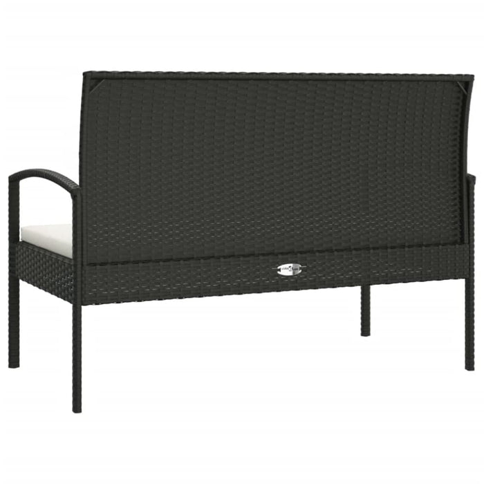 Garden Bench With Cushion Black 105 Cm Poly Rattan Tlxoll