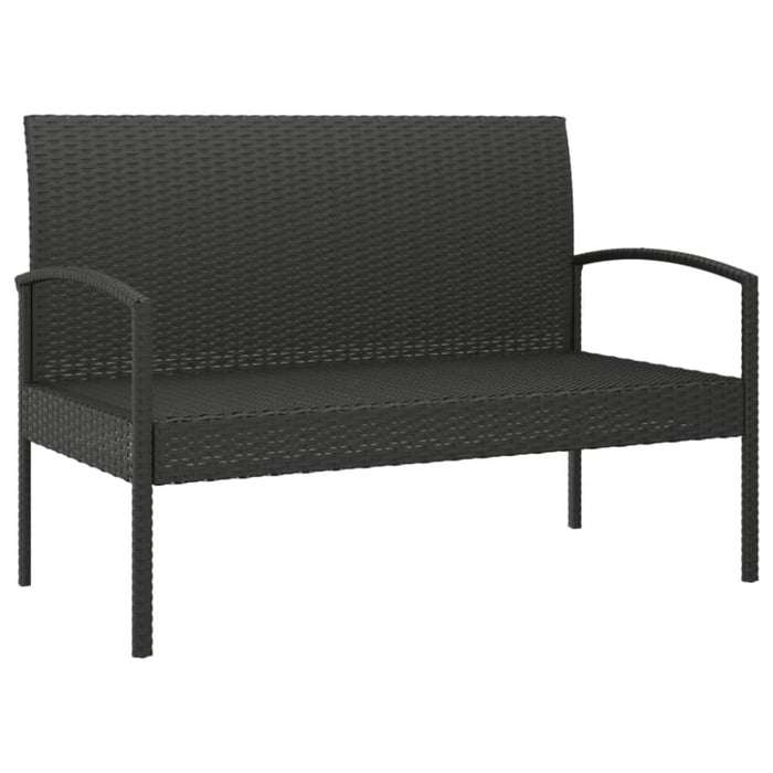 Garden Bench With Cushion Black 105 Cm Poly Rattan Tlxoll