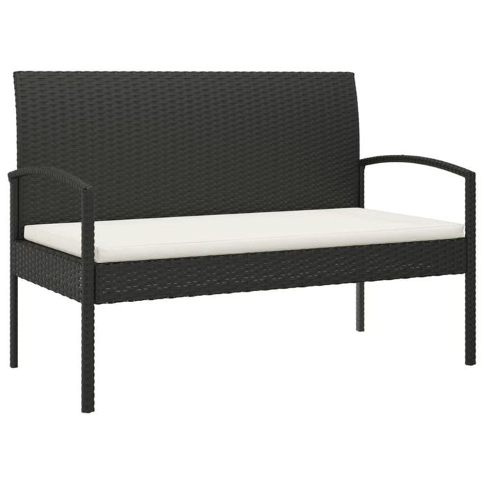 Garden Bench With Cushion Black 105 Cm Poly Rattan Tlxoll