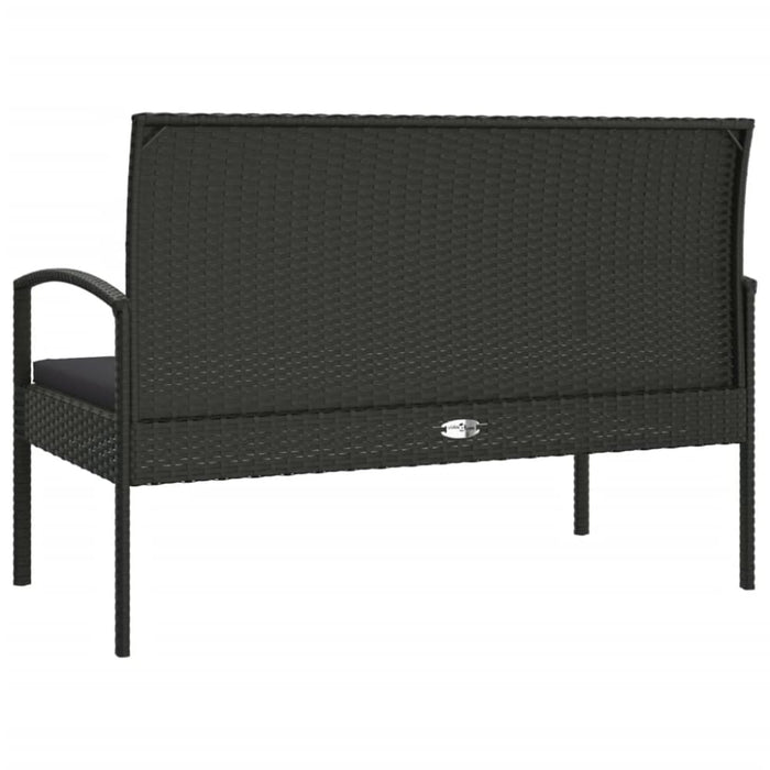 Garden Bench With Cushion Black 105 Cm Poly Rattan Tlxoln