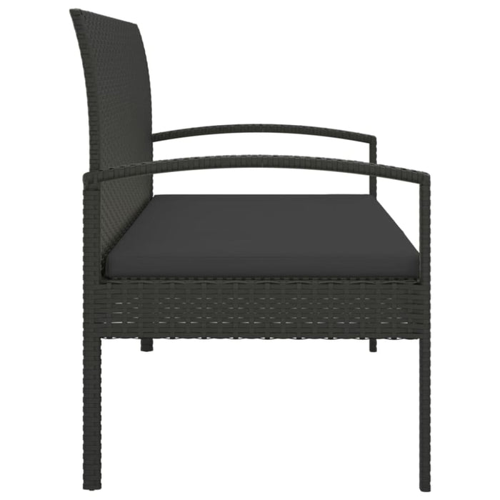 Garden Bench With Cushion Black 105 Cm Poly Rattan Tlxoln