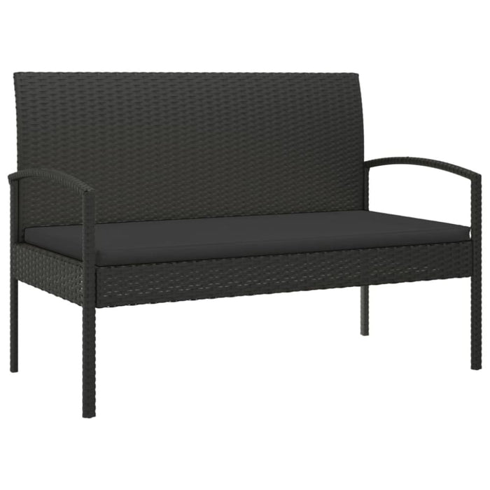 Garden Bench With Cushion Black 105 Cm Poly Rattan Tlxoln