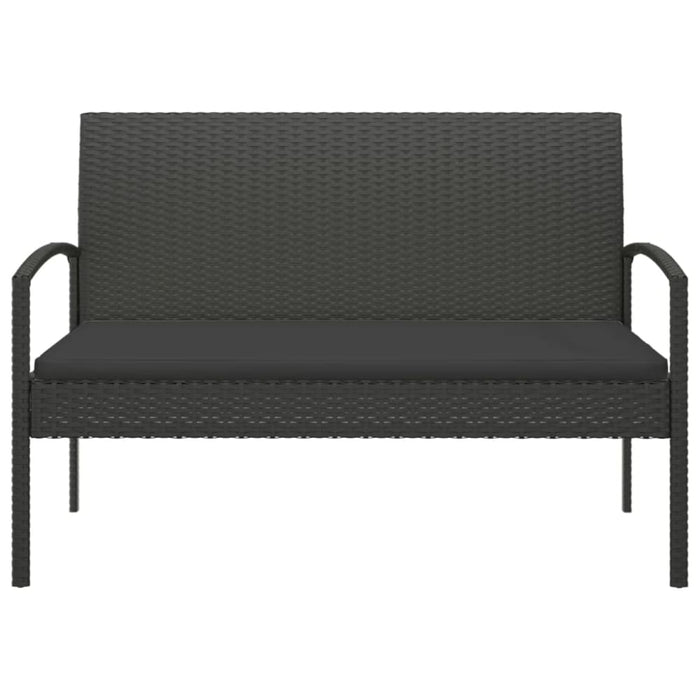 Garden Bench With Cushion Black 105 Cm Poly Rattan Tlxoln