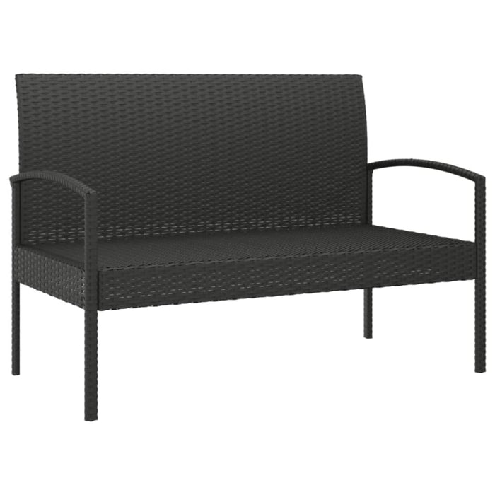 Garden Bench With Cushion Black 105 Cm Poly Rattan Tlxoln