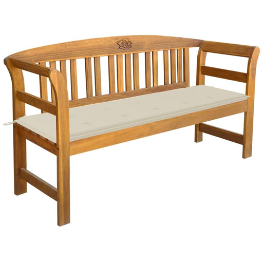 Garden Bench With Cushion Solid Acacia Wood Tblaxln