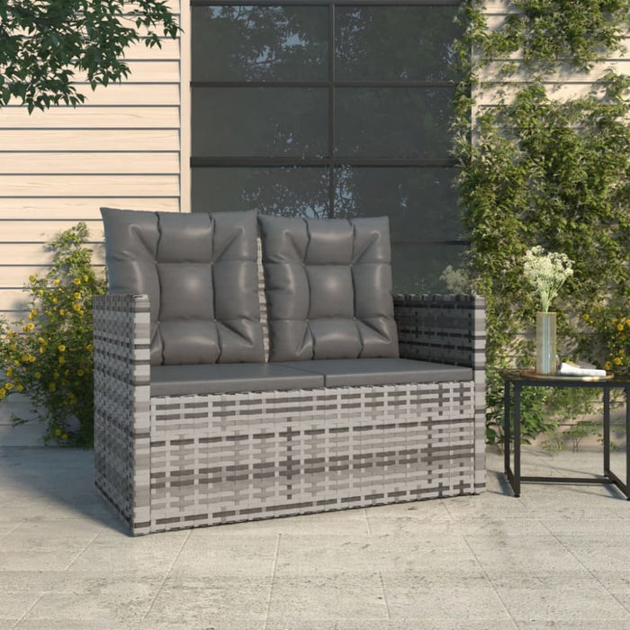 Garden Bench With Cushions Grey 105 Cm Poly Rattan Tlxtok