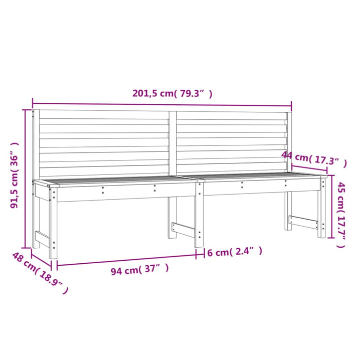 Garden Bench Grey 201.5 Cm Solid Wood Pine Nxaban