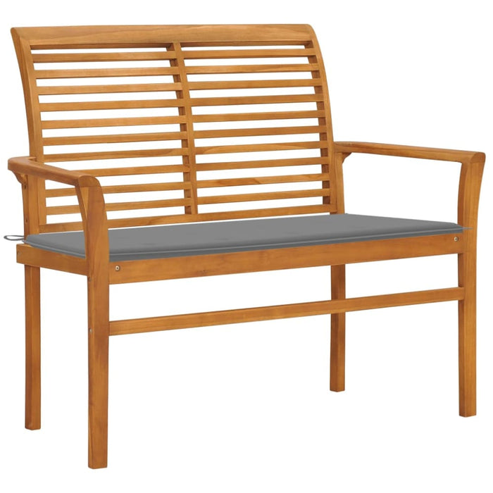 Garden Bench With Grey Cushion Solid Teak Wood Tblxlpb