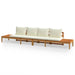 Garden Benches With Cream White Cushions 2 Pcs Acacia Wood