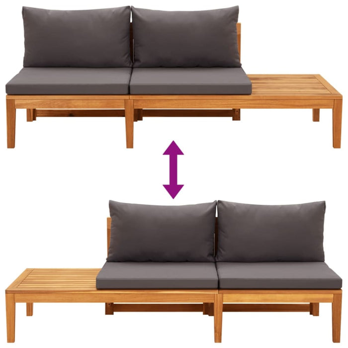 Garden Benches With Dark Grey Cushions 2 Pcs Acacia Wood