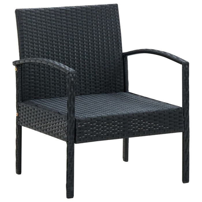 Garden Chair With Cushion Poly Rattan Black Apiki