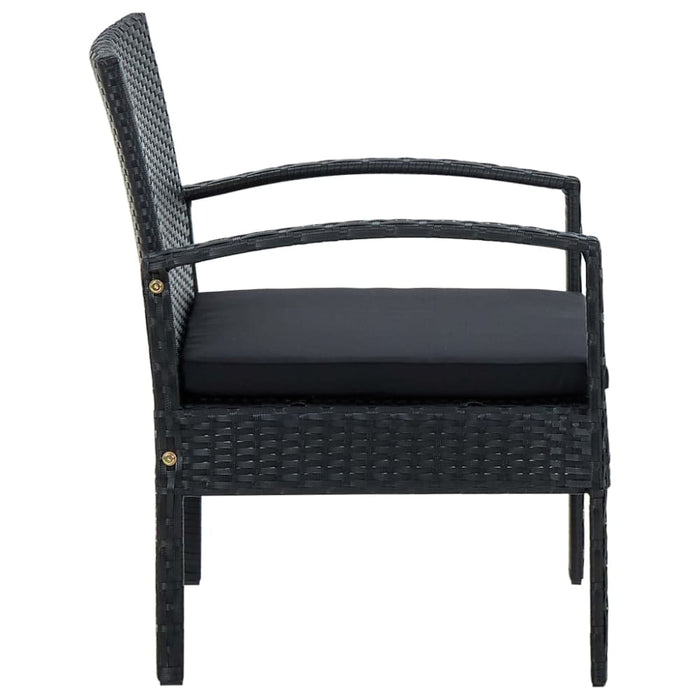 Garden Chair With Cushion Poly Rattan Black Apiki