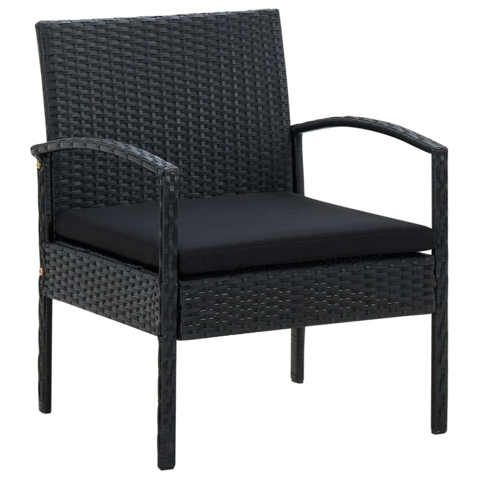 Garden Chair With Cushion Poly Rattan Black Apiki