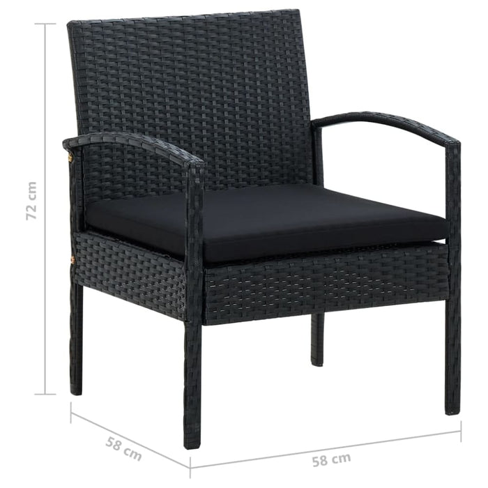 Garden Chair With Cushion Poly Rattan Black Apiki