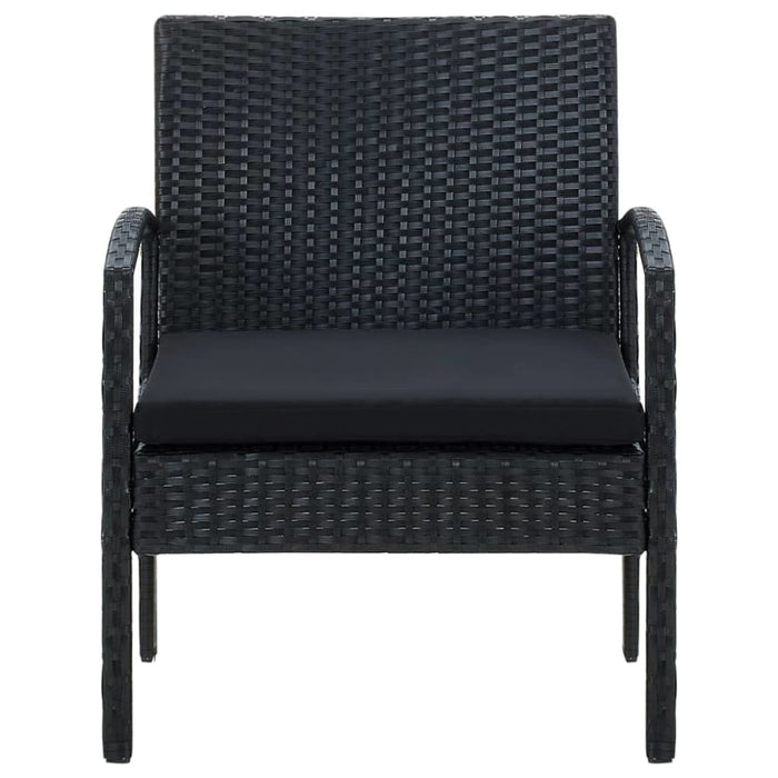 Garden Chair With Cushion Poly Rattan Black Apiki