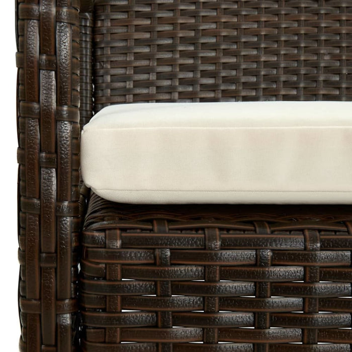 Garden Chair With Cushion Poly Rattan Brown Apika