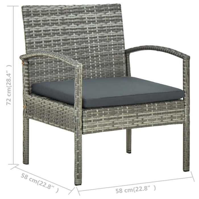 Garden Chair With Cushion Poly Rattan Grey Apikl