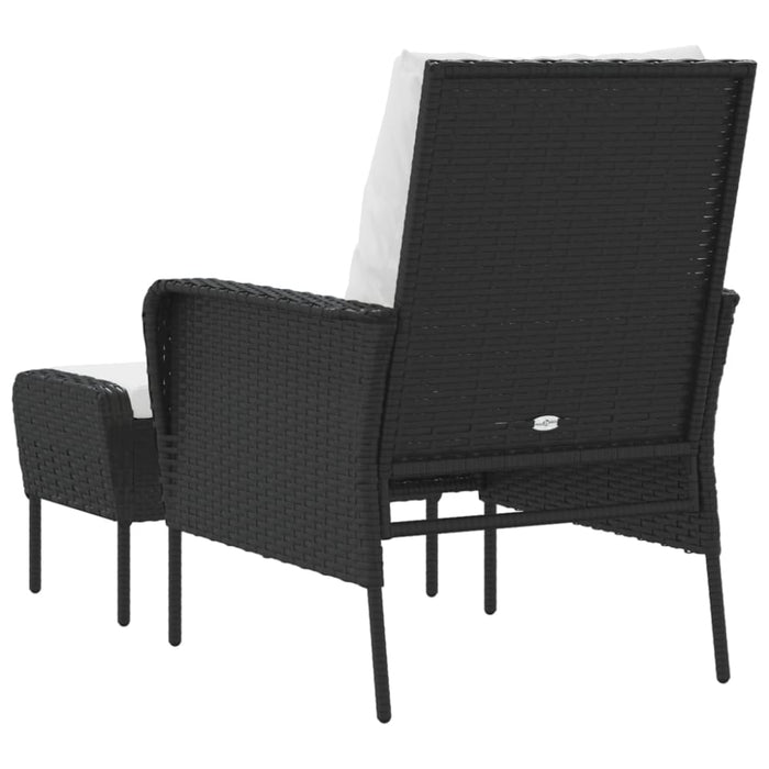 Garden Chair With Footstool Black Poly Rattan Tlaool