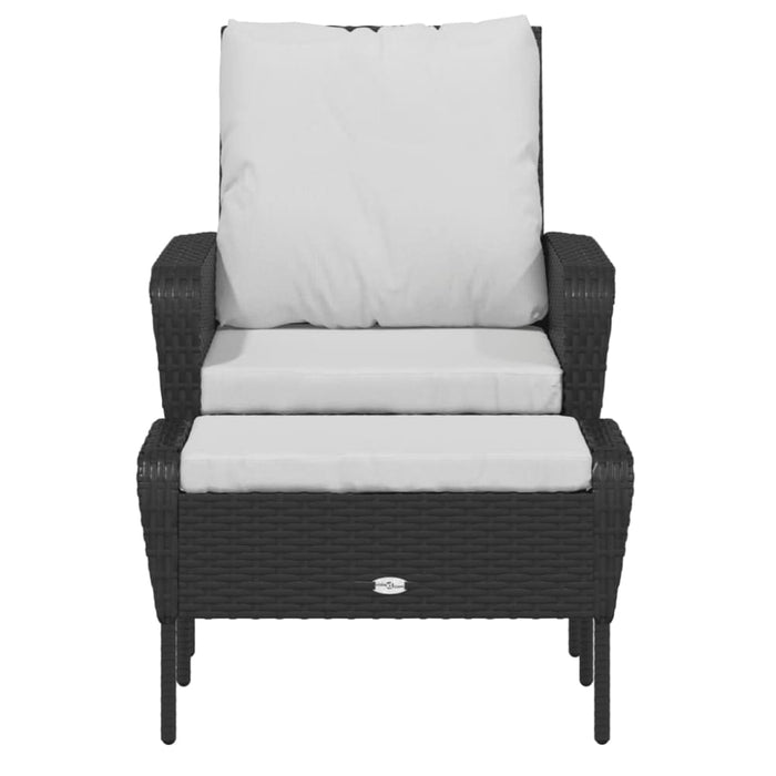 Garden Chair With Footstool Black Poly Rattan Tlaool