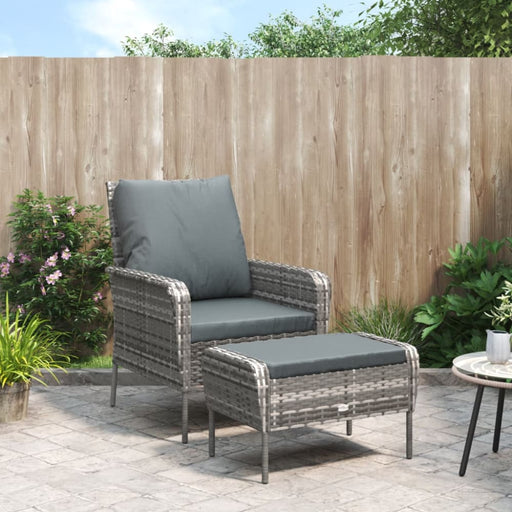 Garden Chair With Footstool Grey Poly Rattan Tlaoop